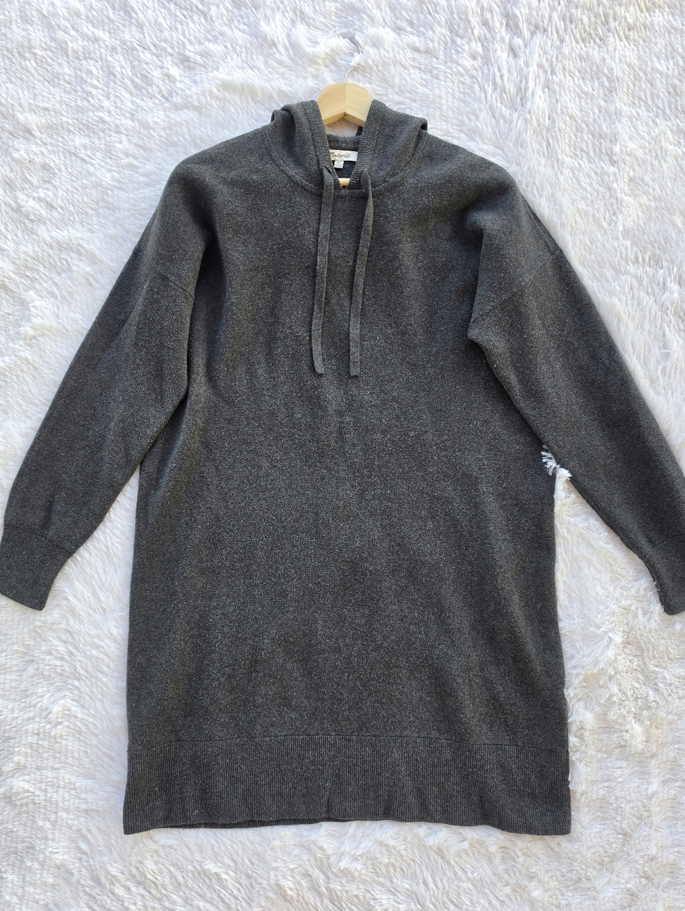 Madewell Charcoal‎ Grey Knit Hoodie Sweater Dress - Picture 4 of 10